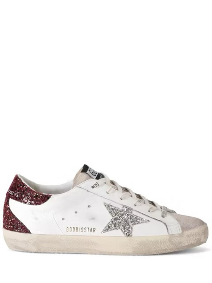 Golden Goose Super-Star White Bordeaux Silver plata morado