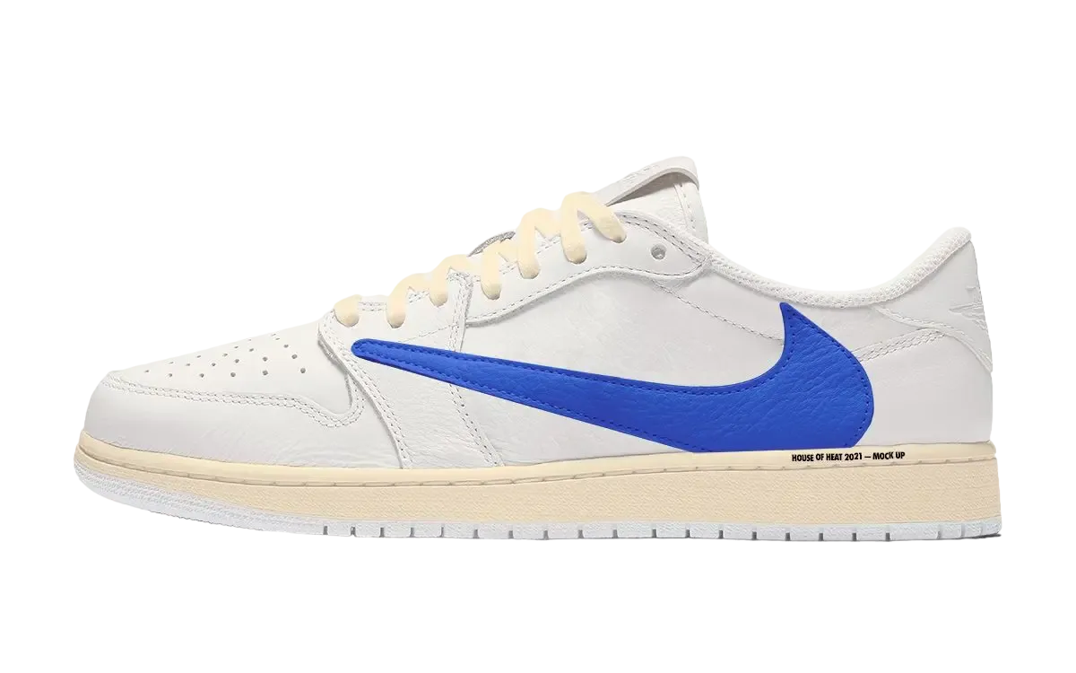 AJ1 Retro Low Fragment Travis Scott Sail/Military Blue Unisex Sneakers - US 4-14 (Pre-owned, No Box)