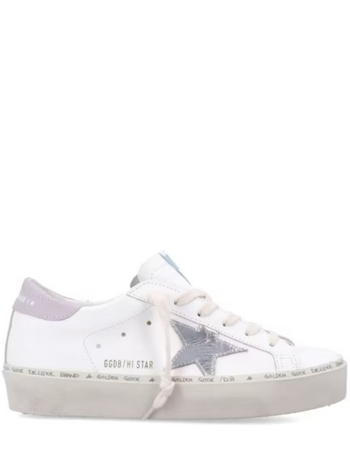 Golden Goose Hi Star White Silver Lilac blanco plata glitter rosa atrás