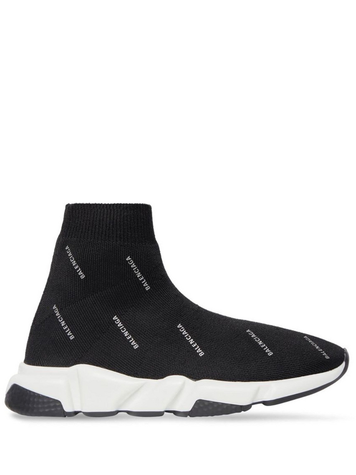 N373O Balenciaga Speed Balenciaga Trainer Mid Logo Print Black