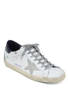 N373O GOLDEN GOOSE Superstar White Leather & Gray Star Sneaker