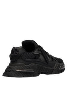 N373O DOLCE&GABBANA AIRMASTER LOGO COMBO SNEAKERS IN BLACK