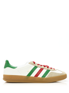 N372O GUCCI X ADIDAS Suede Demetra Rubber Mens Gazelle Sneakers 12 Oatmeal White New Shamarock Hibiscus Red