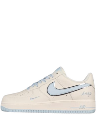 N372O Nike Air Force 1 07 Low Keep Fresh Beige Blue Silver Azul Plata