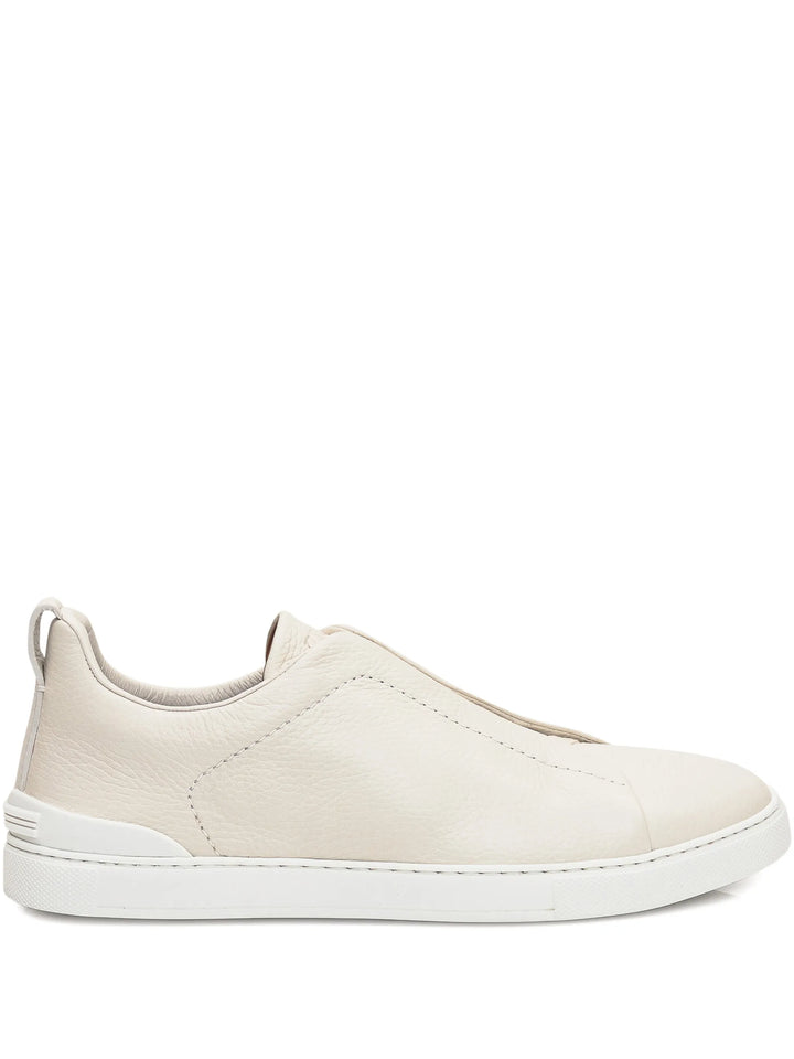 Zegna tenis Tripe Stitch de piel Beige