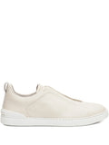 Zegna tenis Tripe Stitch de piel Beige
