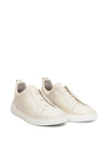 Zegna tenis Tripe Stitch de piel Beige