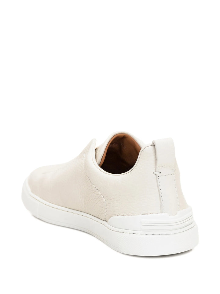 Zegna tenis Tripe Stitch de piel Beige
