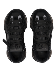 N373O DOLCE&GABBANA AIRMASTER LOGO COMBO SNEAKERS IN BLACK