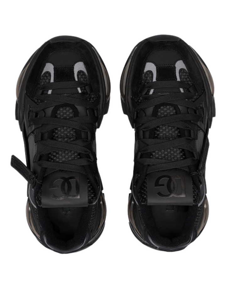 N373O DOLCE&GABBANA AIRMASTER LOGO COMBO SNEAKERS IN BLACK
