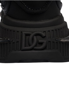 N373O DOLCE&GABBANA AIRMASTER LOGO COMBO SNEAKERS IN BLACK