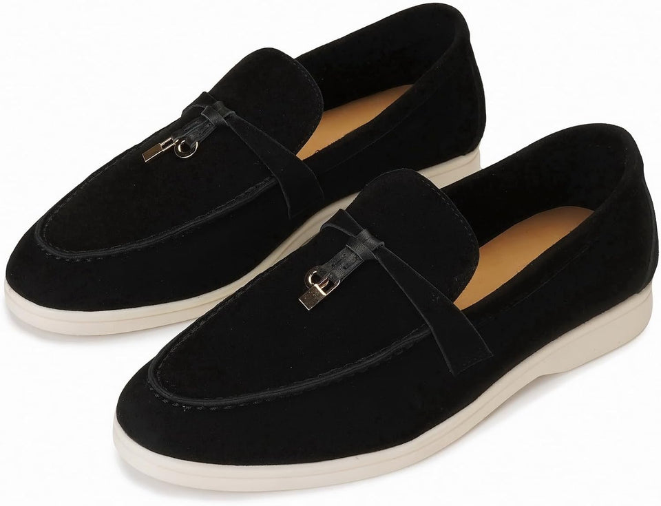 Loro Piana Summer Walk Charms de gamuza negra - Calzado de mujer y hombre