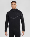 Auténtico conjunto de sudadera con capucha y pantalones Nike Tech polar crema completa (negro) talla grande