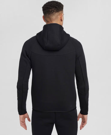 Auténtico conjunto de sudadera con capucha y pantalones Nike Tech polar crema completa (negro) talla grande