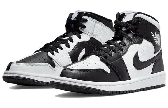 N372O Nike Air Jordan 1 Mid SE Homage Black White Split Shoes