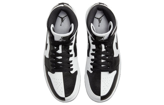 N372O Nike Air Jordan 1 Mid SE Homage Black White Split Shoes