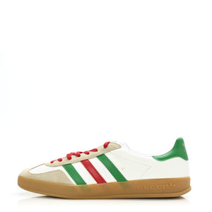 N372O GUCCI X ADIDAS Suede Demetra Rubber Mens Gazelle Sneakers 12 Oatmeal White New Shamarock Hibiscus Red