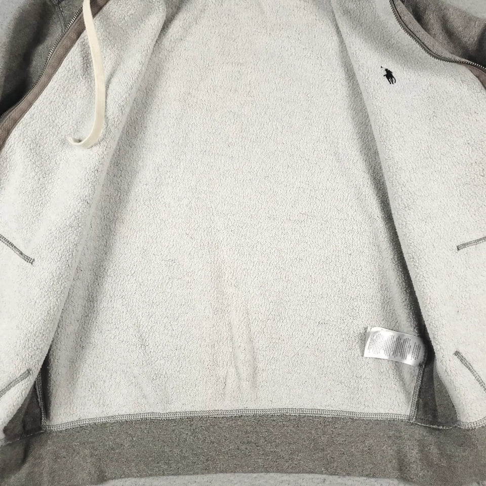 N374O Polo Ralph Lauren Sueter Para Hombre Grande Gris Pony Cremalera Completa Sudadera con Capucha