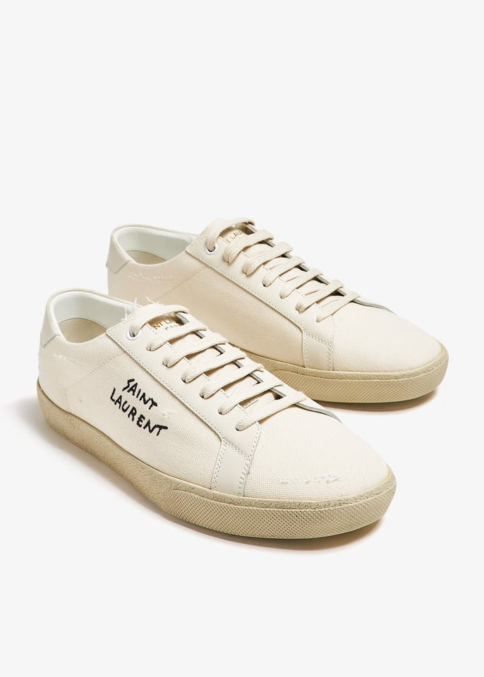 Saint Laurent Court Classic SL/06 Embroidered Canvas Sneakers