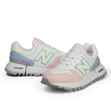 N372O New balance 574 tenis de mujer blanco rosa verde