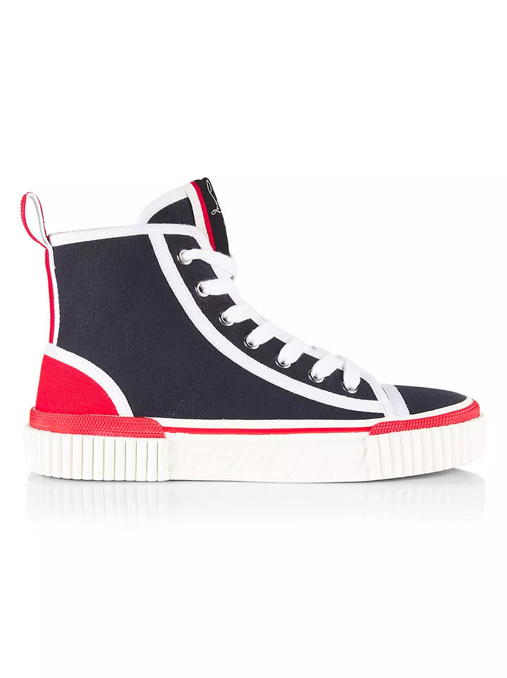 N372O Christian Louboutin Pedro Canvas High-Top Sneakers