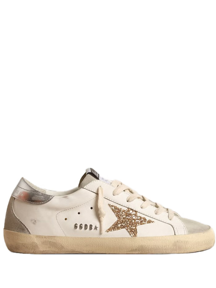 Golden Goose Super-Star Blanco Ice Gray Dorado Glitter