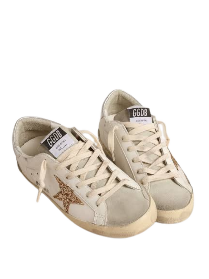 Golden Goose Super-Star Blanco Ice Gray Dorado Glitter