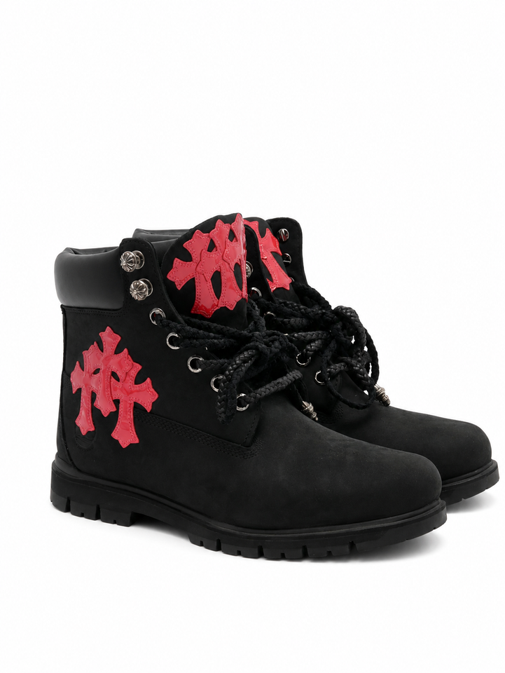 Chrome Hearts Cross Patch Timberland Boots Negras