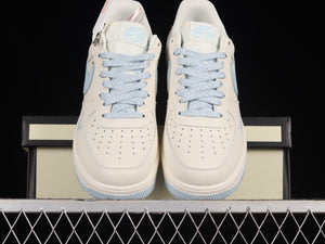 N372O Nike Air Force 1 07 Low Keep Fresh Beige Blue Silver Azul Plata