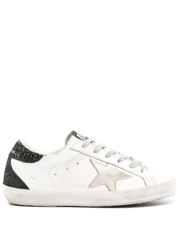 Golden Goose tenis Super-Star estrella dorada talón glitter negro