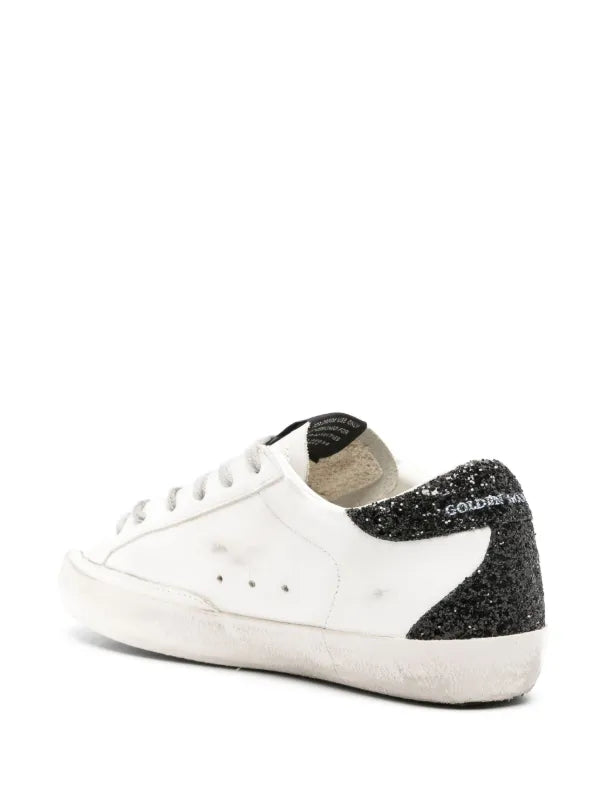 Golden Goose tenis Super-Star estrella dorada talón glitter negro