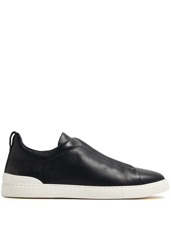 Zegna tenis bajos Triple Stitch negro blanco
