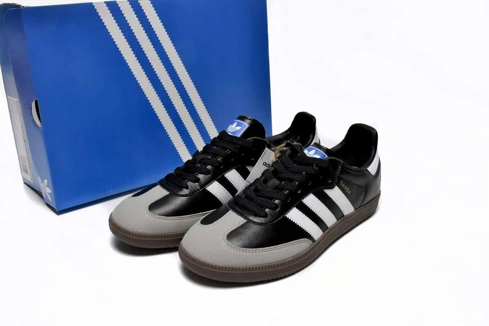 Samba Adidas Negro Blanco puntera gamuza beige INEEDTENIS Samba Adidas Negro Blanco puntera gamuza beige INEEDTENIS