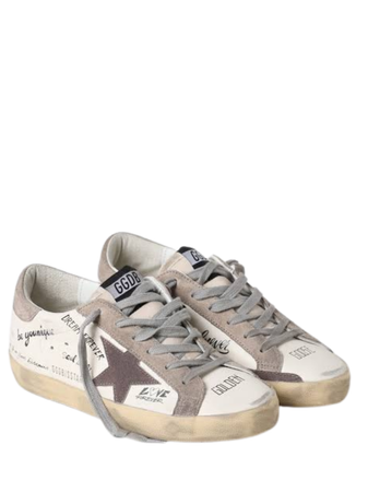 Golden Goose Wmns Superstar 'Vandals' White Taupe Distressed Leather Sneaker