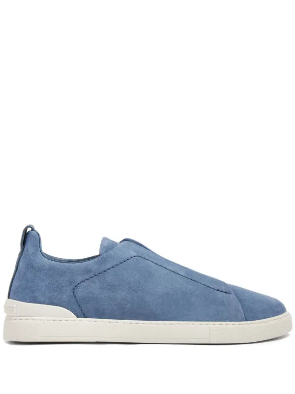 Zegna tenis de gamuza con puntera redonda azul aciano - Calzado de mujer y hombre