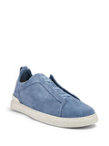 Zegna tenis de gamuza con puntera redonda azul aciano - Calzado de mujer y hombre