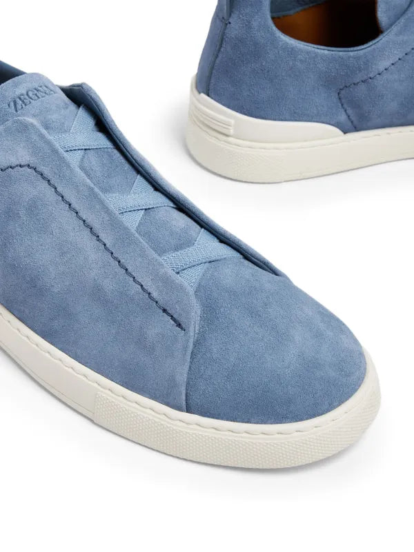 Zegna tenis de gamuza con puntera redonda azul aciano - Calzado de mujer y hombre