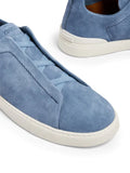 Zegna tenis de gamuza con puntera redonda azul aciano - Calzado de mujer y hombre