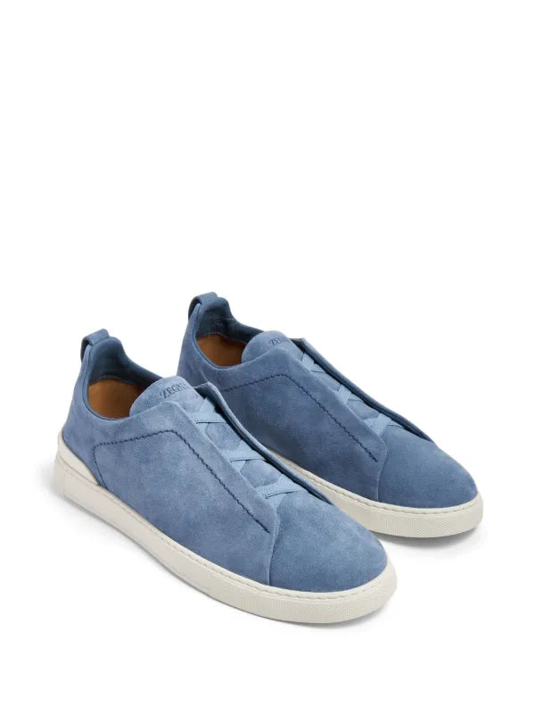 Zegna tenis de gamuza con puntera redonda azul aciano - Calzado de mujer y hombre