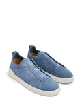 Zegna tenis de gamuza con puntera redonda azul aciano - Calzado de mujer y hombre