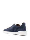 Zegna tenis de gamuza con puntera redonda azul marino triple stitch - Calzado de mujer y hombre