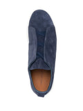 Zegna tenis de gamuza con puntera redonda azul marino triple stitch - Calzado de mujer y hombre