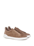 Zegna tenis de gamuza con puntera redonda marrón