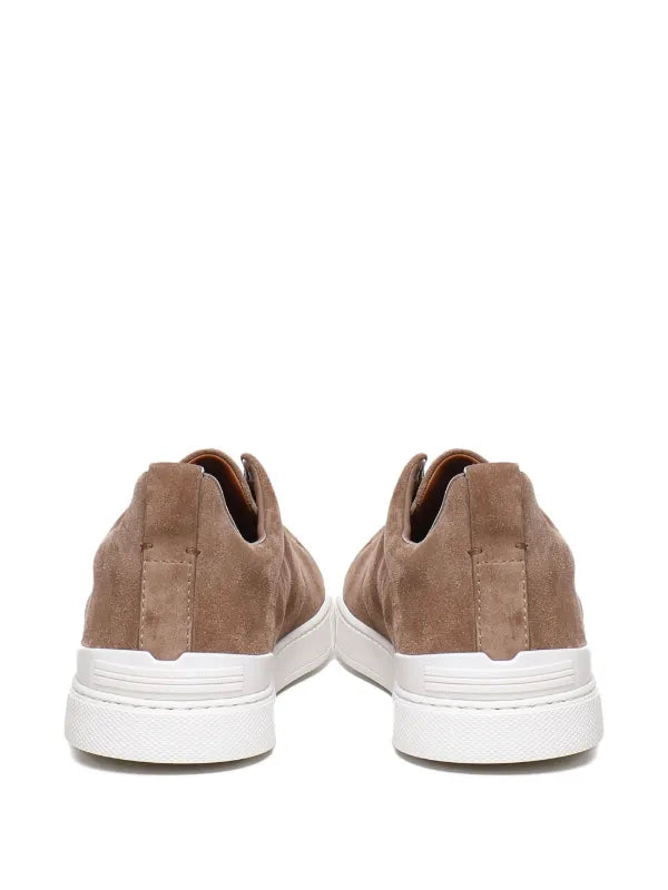 Zegna tenis de gamuza con puntera redonda marrón