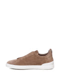 Zegna tenis de gamuza con puntera redonda marrón