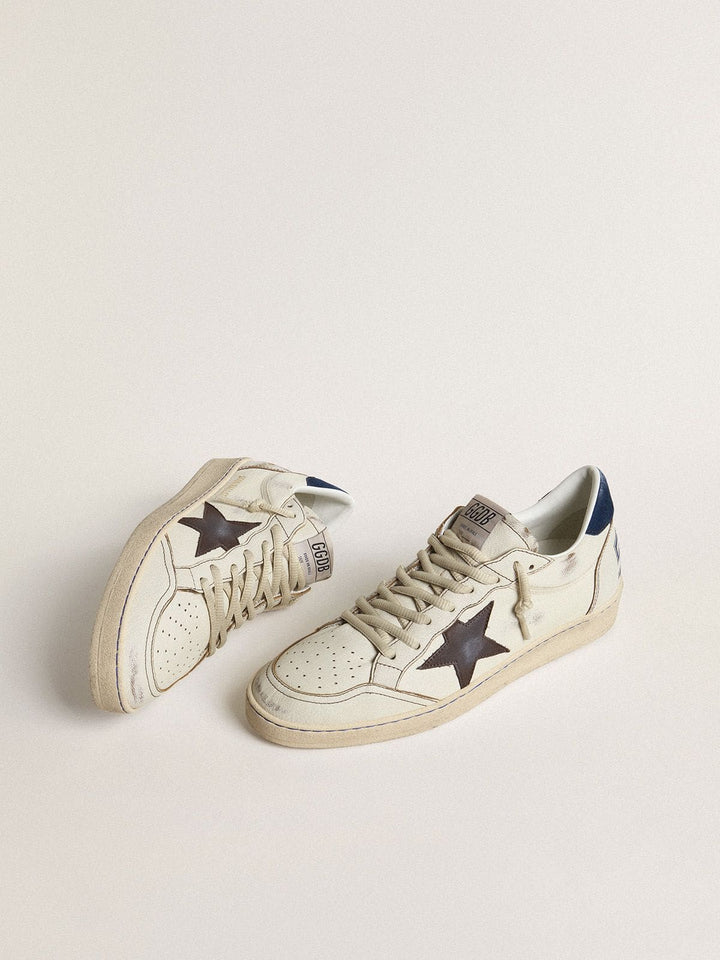 Golden Goose tenis Ball Star Beige estrella café talón azul