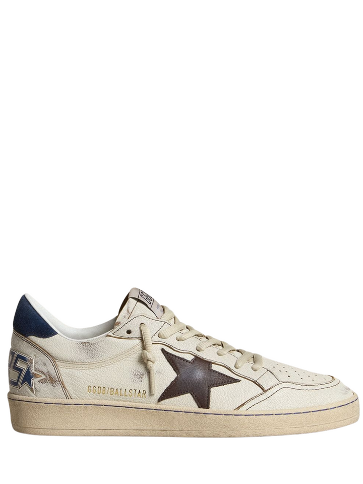 Golden Goose tenis Ball Star Beige estrella café talón azul