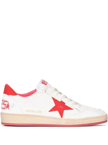 Golden Goose tenis bajos Ball Star blanco rojo