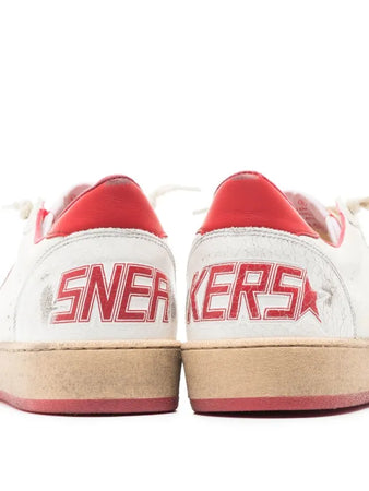 Golden Goose tenis bajos Ball Star blanco rojo