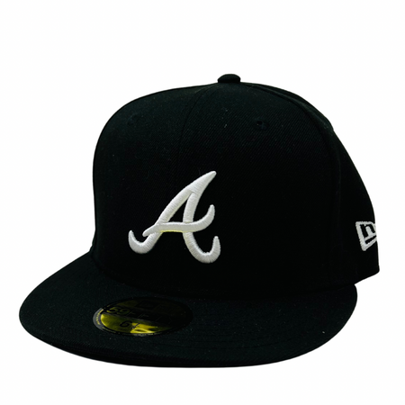 N373O Gorra SnapBack New Era Atlanta Braves Black On White 59FIFTY Cerrada negro blanco